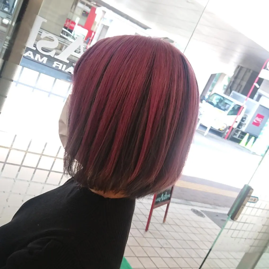 ミディアム カラー ブリーチ ケアブリーチ ダークグレー ピンクカラー あらげ 🌈推しカラー🌈ᵕのヘアスタイル
