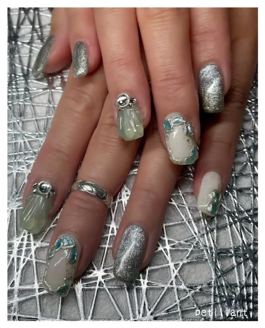 ネイル 持ち込み 夏ネイル nail salon petillantのネイルデザイン