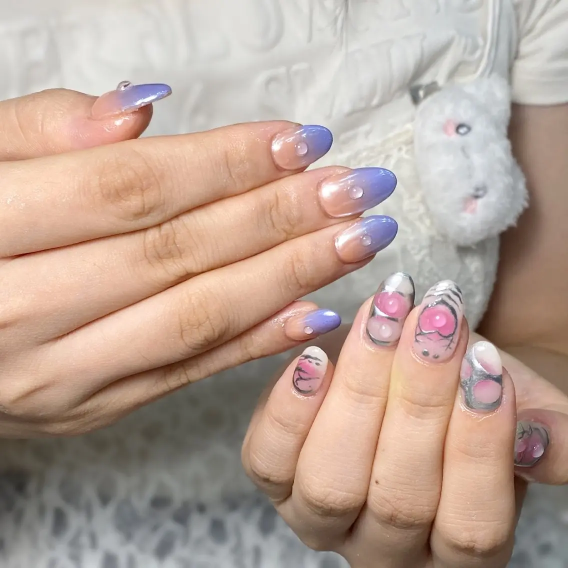 ネイル アートネイル ミラーネイル 持ち込み ハンドネイル UM Nail Salonのネイルデザイン