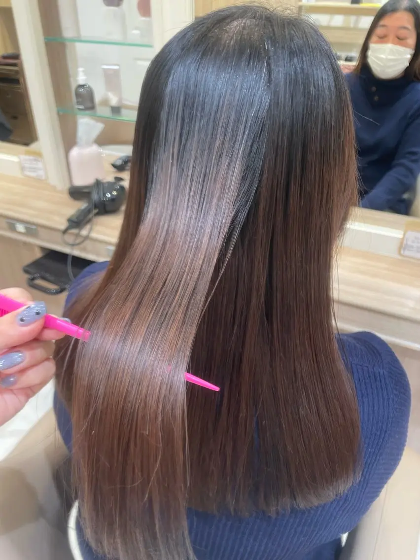 ロング パーマ カット 縮毛矯正 トリートメント 韓国ヘアメイク🎀/ 縮毛矯正✨山本媛香のヘアスタイル