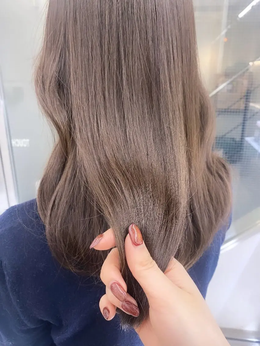 セミロング カラー アッシュ ベージュカラー 黒髪 ブルーカラー ブルーブラック カット ヘアカラー トリートメント ヘッドスパ ヘアセット 艶感/韓国風 🤍moeka🤍のヘアスタイル