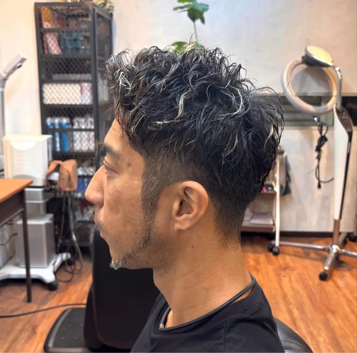 ショート パーマ メンズ アップバング メンズパーマ フクヤマサクラ /メンズカットのヘアスタイル