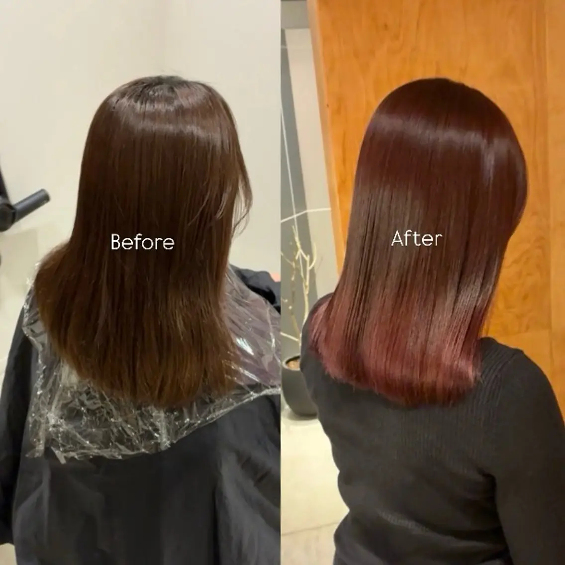 ミディアム カラー ブラウンカラー カシス レッドカラー ヘアカラー トリートメント 透明感カラー/縮毛 矯正/AIRI🦋のヘアスタイル