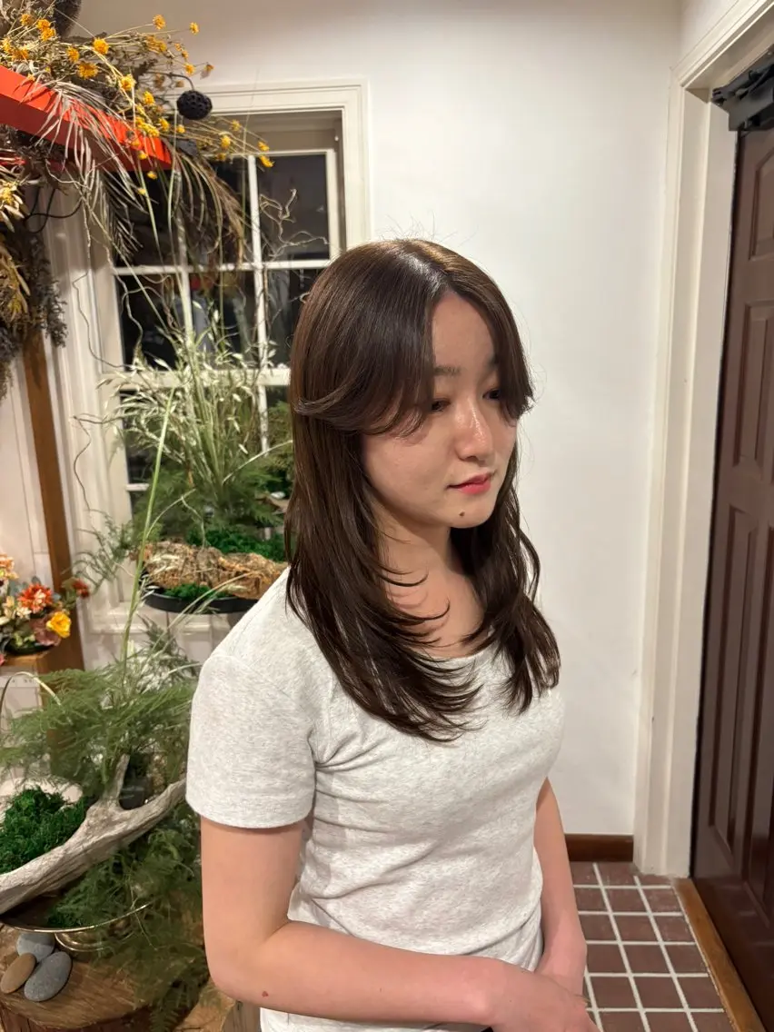 セミロング カラー ブラウンカラー 管原 空和のヘアスタイル