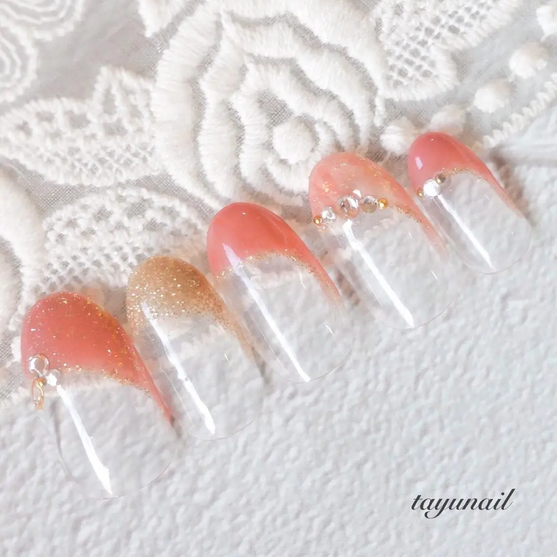 ネイル アートネイル フレンチネイル ジェルネイル キラキラネイル ニュアンスネイル ハンドネイル ネイルサロン 【たゆnail】のネイルデザイン