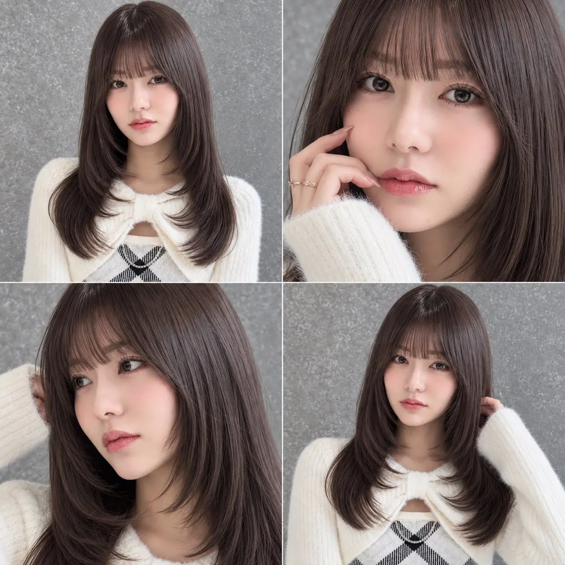 ミディアム カラー カット 縮毛矯正 トリートメント 🦋韓国風レイヤー/ 艶髪矯正🦋凛太郎のヘアスタイル