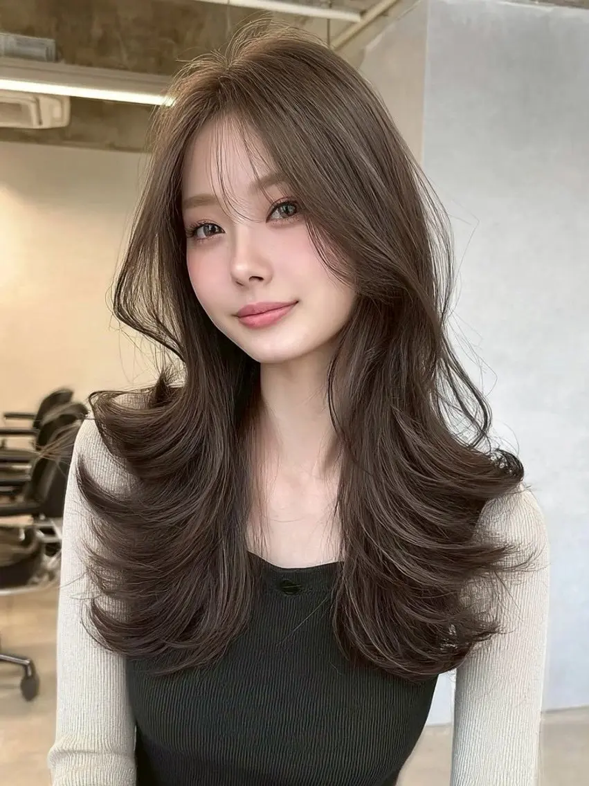 ロング カラー カット ヘアカラー トリートメント ✂️垢抜け/トレンド レイヤー/韓国/IRのヘアスタイル