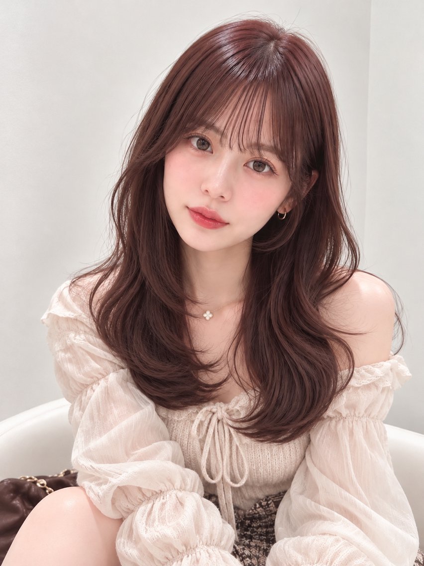 セミロング カラー セミロングレイヤー ブラウンカラー くびれヘア レイヤーカット シースルーバング カット ヘアカラー トリートメント 艶カラー/レイヤー/ 顔周りカット♡こいみのヘアスタイル
