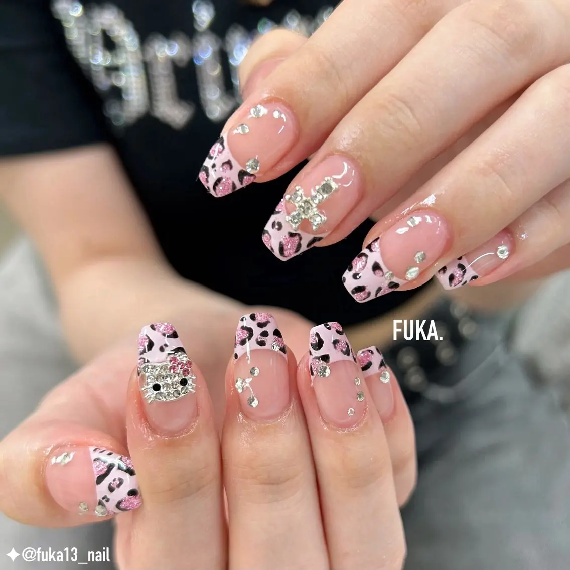 ネイル アニマル柄 フレンチネイル ピンク ハンドネイル Nail♡Fuka. /6月予約受付中のネイルデザイン