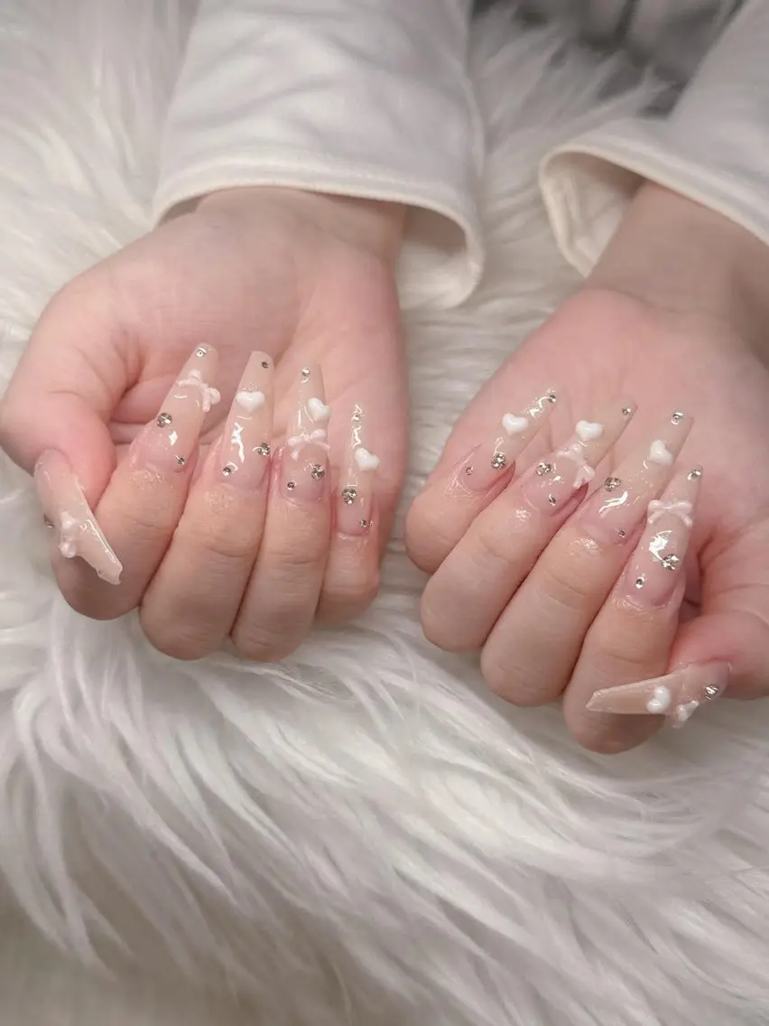 ネイル 長さ出し グラデーション 卒業式 キラキラネイル マグネットネイル ハンドネイル Lee Nailsのネイルデザイン