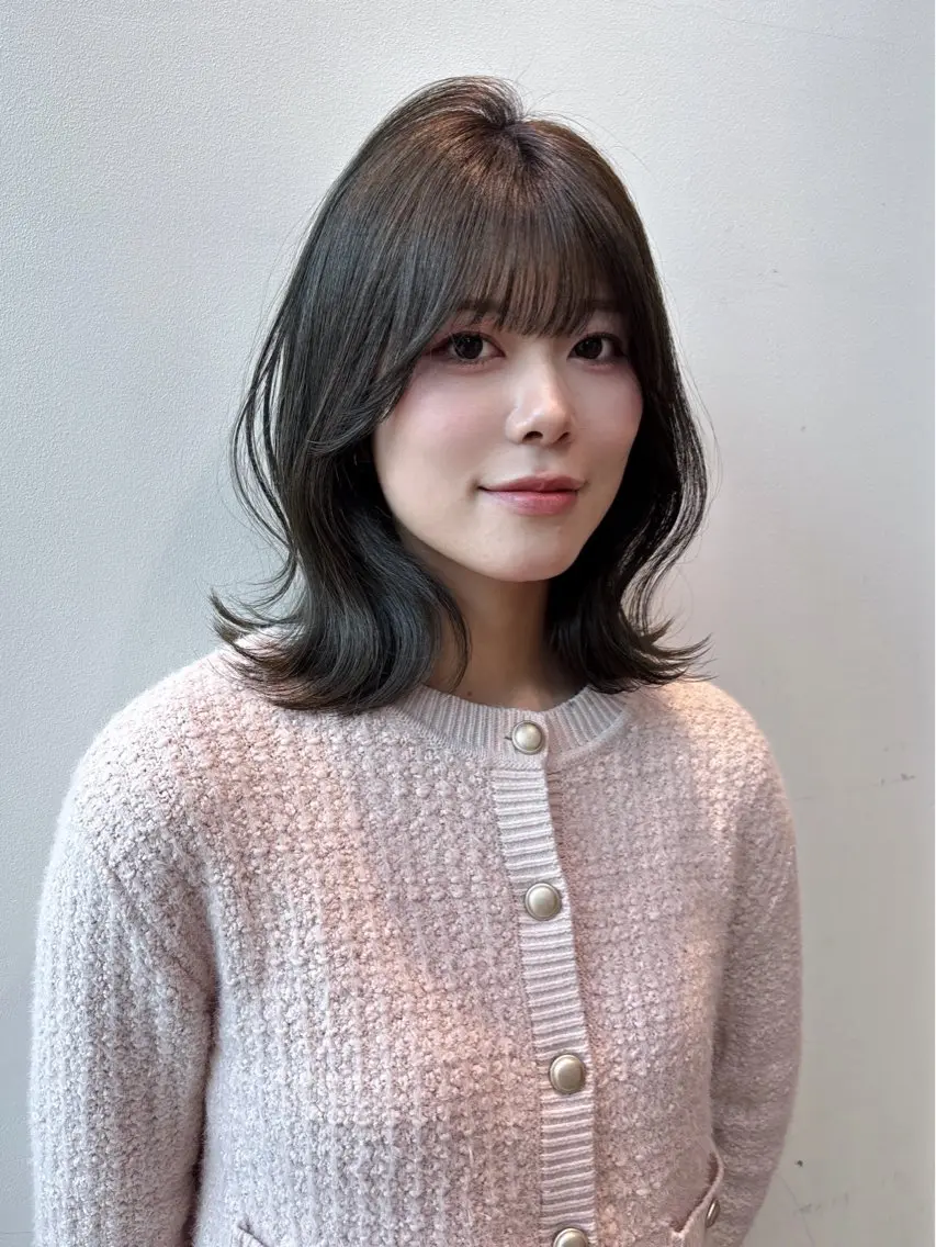 ミディアム 韓国風ヘア レイヤーカット 銀座/韓国レイヤー/ 艶カラー🍓原田侑依のヘアスタイル