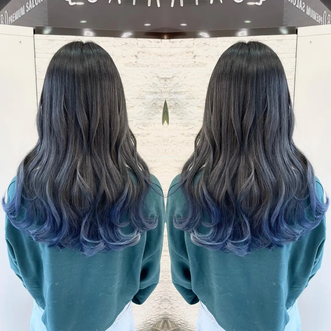 セミロング カット ヘアカラー Y Uのヘアスタイル