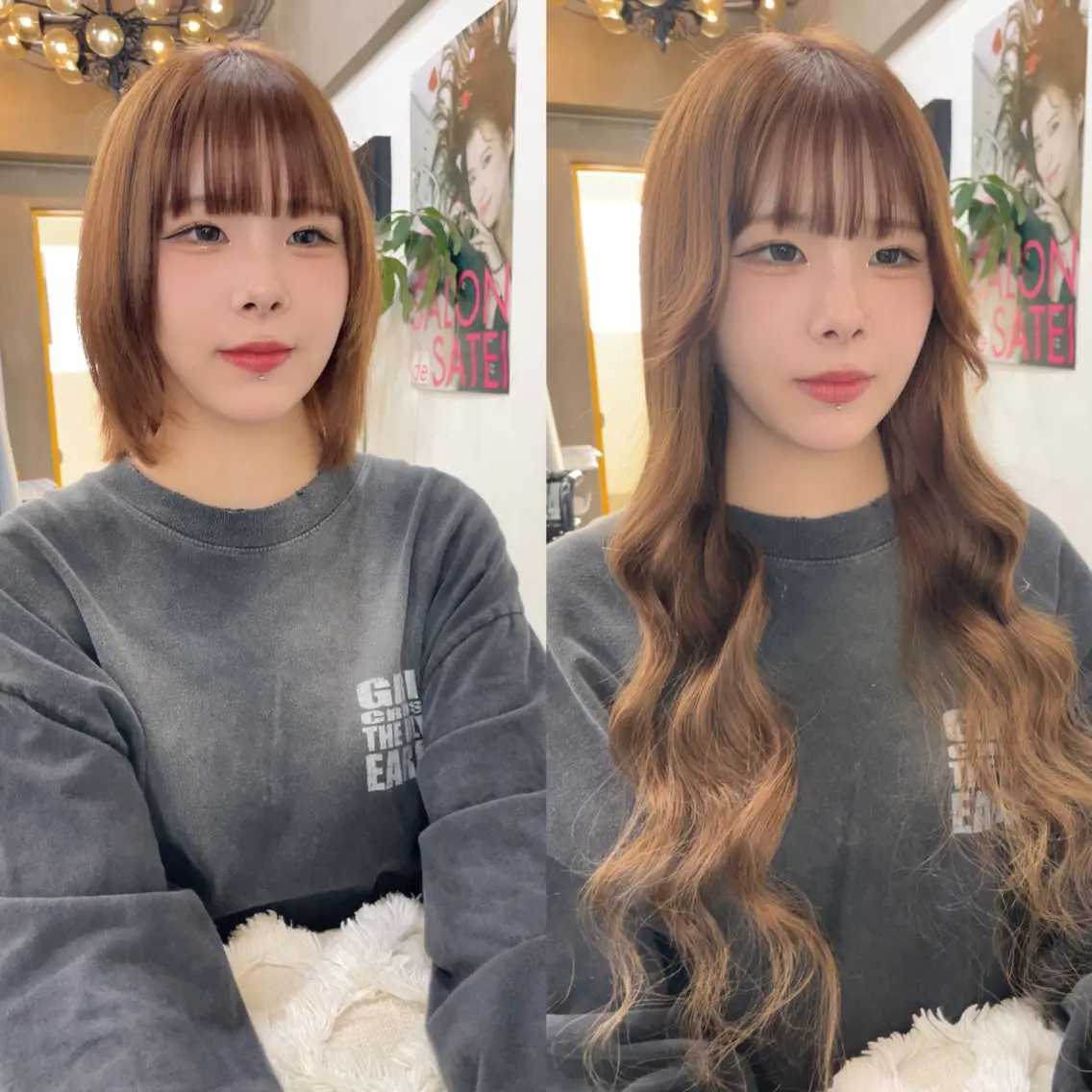 ミディアム プルエクステ エクステ プルエクステ界隈 ハイトーン/カツオ✨のヘアスタイル