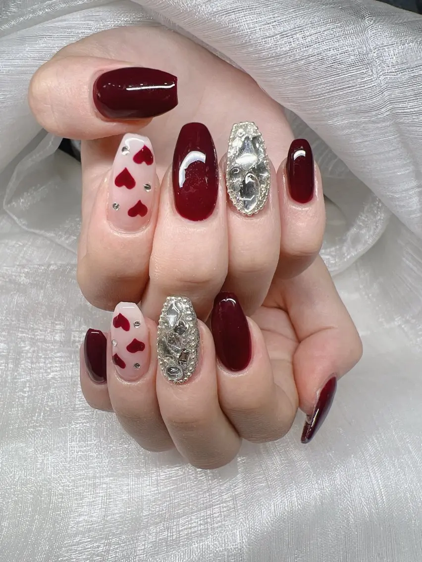 ネイル 長さ出し グラデーション 卒業式 キラキラネイル マグネットネイル ハンドネイル Lee Nails チップ長さだし専門店のネイルデザイン
