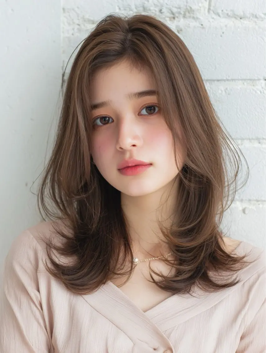 ミディアム レイヤーカット 小顔カット カット ヘアカラー トリートメント Link mili ゆうすけのヘアスタイル