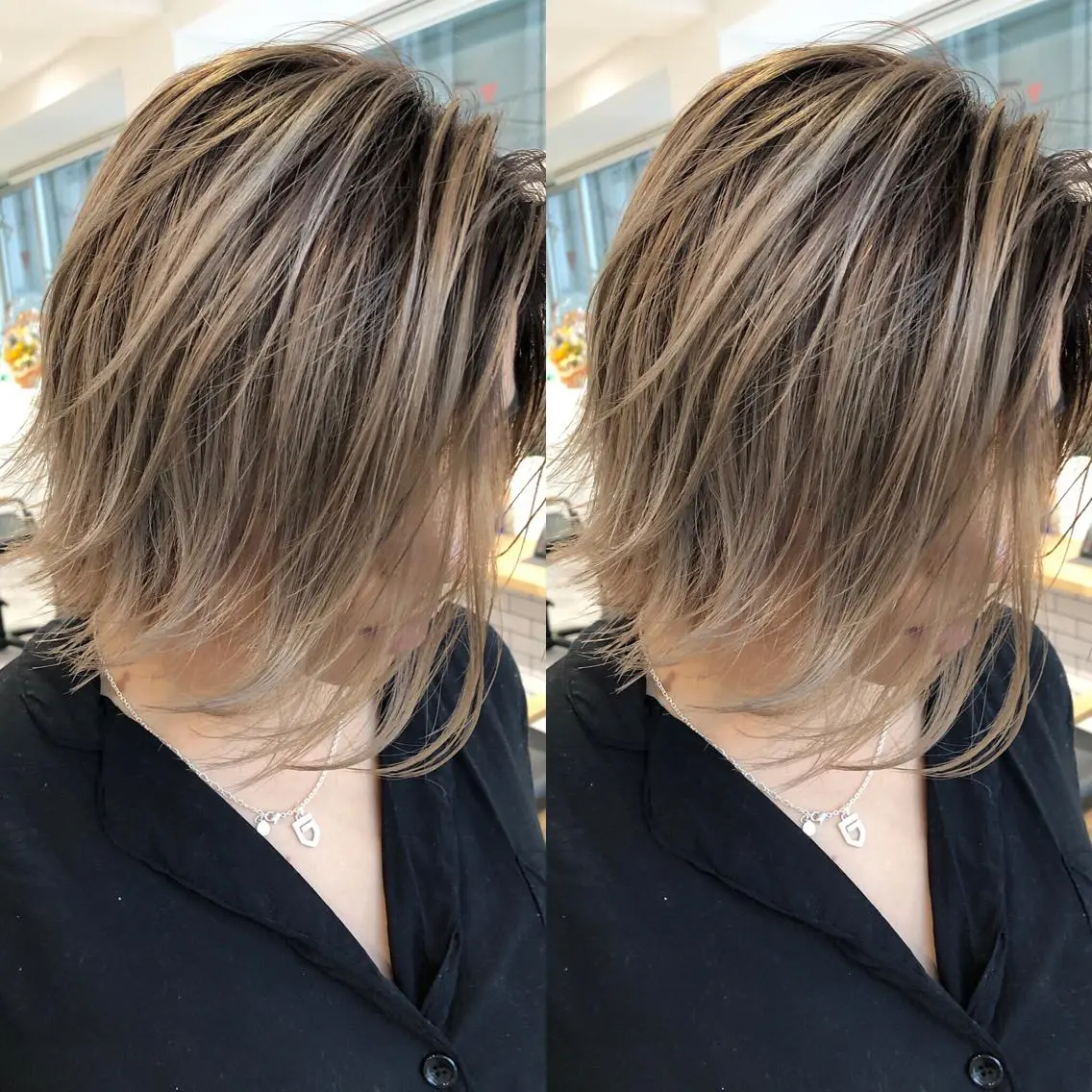 ショート カラー ハイトーンカラー レイヤーカット 外ハネヘア ヘアカラー JILBLAN京都 ショート/ハイライトのヘアスタイル