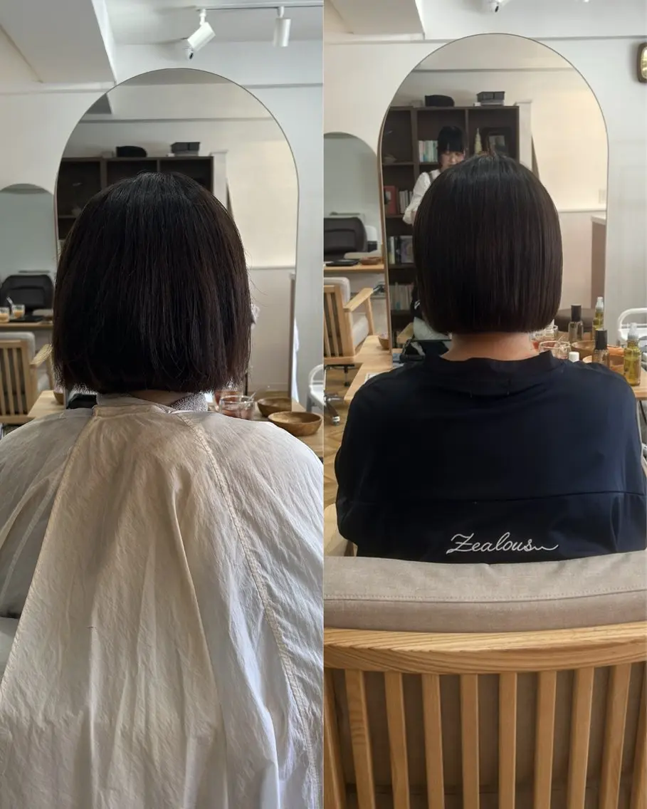 ミディアム カット 縮毛矯正 櫻井園子🌸 縮毛矯正のヘアスタイル