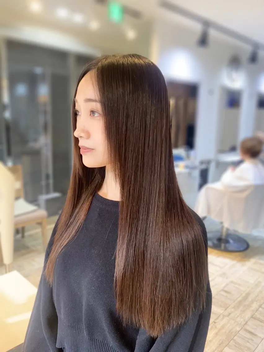 ロング くせ毛 髪質改善 トリートメント ヘアカラー 縮毛矯正 6月NEWopen/ MINAMI🩶のヘアスタイル
