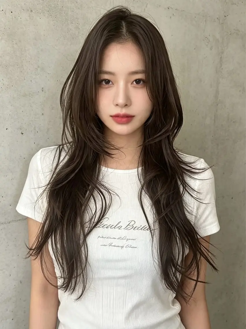 ロング ロングレイヤー くびれヘア 顔まわりレイヤー 韓国風ヘア レイヤーカット 韓国レイヤーカット 🫧大阪梅田レイヤーのヘアスタイル