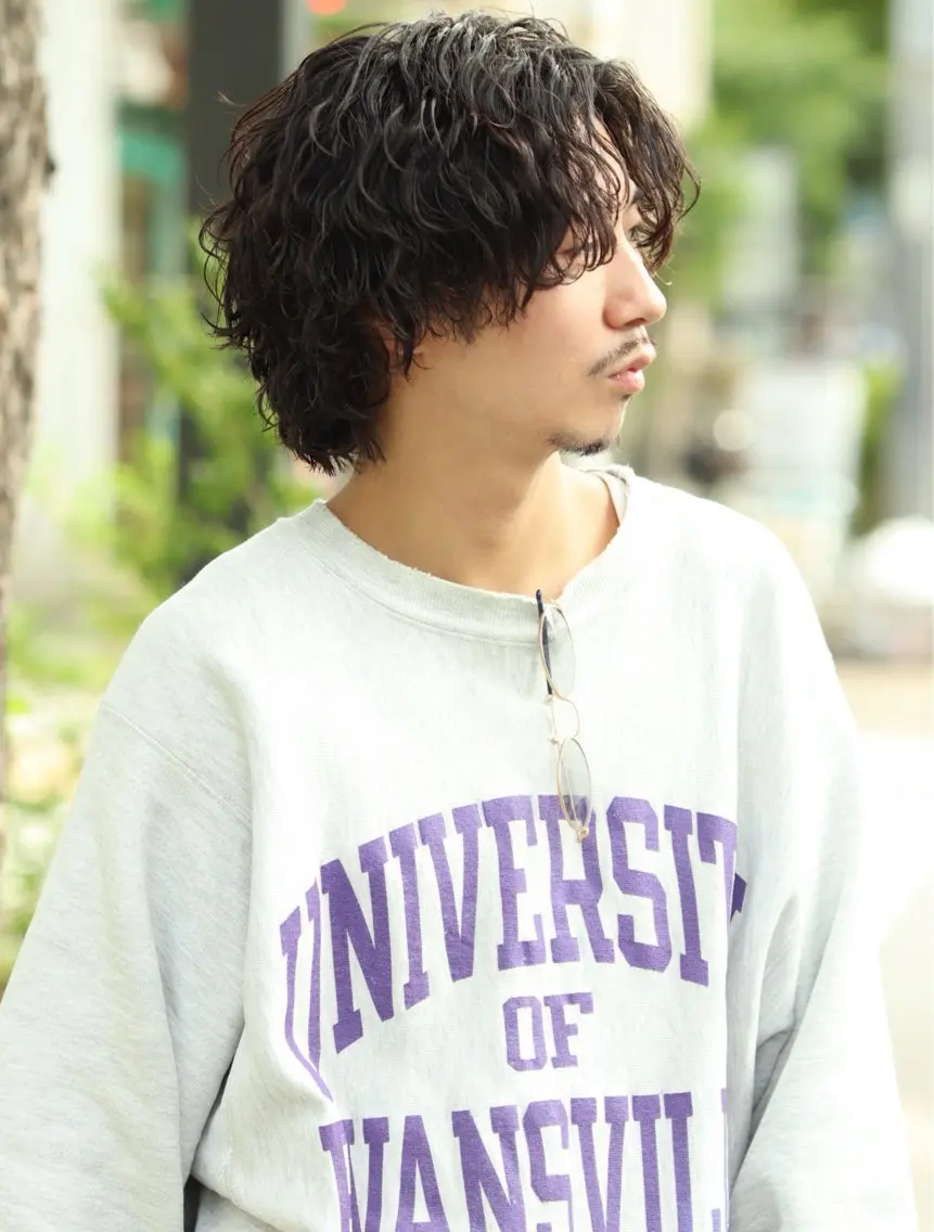 ミディアム パーマ メンズ カット パーマ トリートメント ヘアセット 新宿メンズ専門 メンズパーマ特化のヘアスタイル
