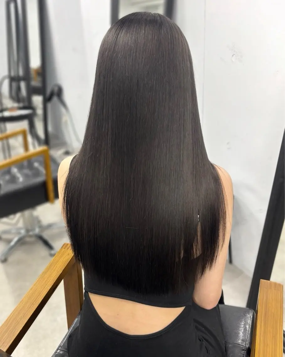 ロング 縮毛矯正 トリートメント クリヤマ ヒシギのヘアスタイル