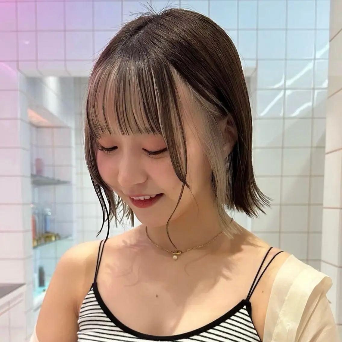 ミディアム カラー ヘアカラー トリートメント 🍀小川大輔🍀 ボブ/ブリーチ🥇のヘアスタイル