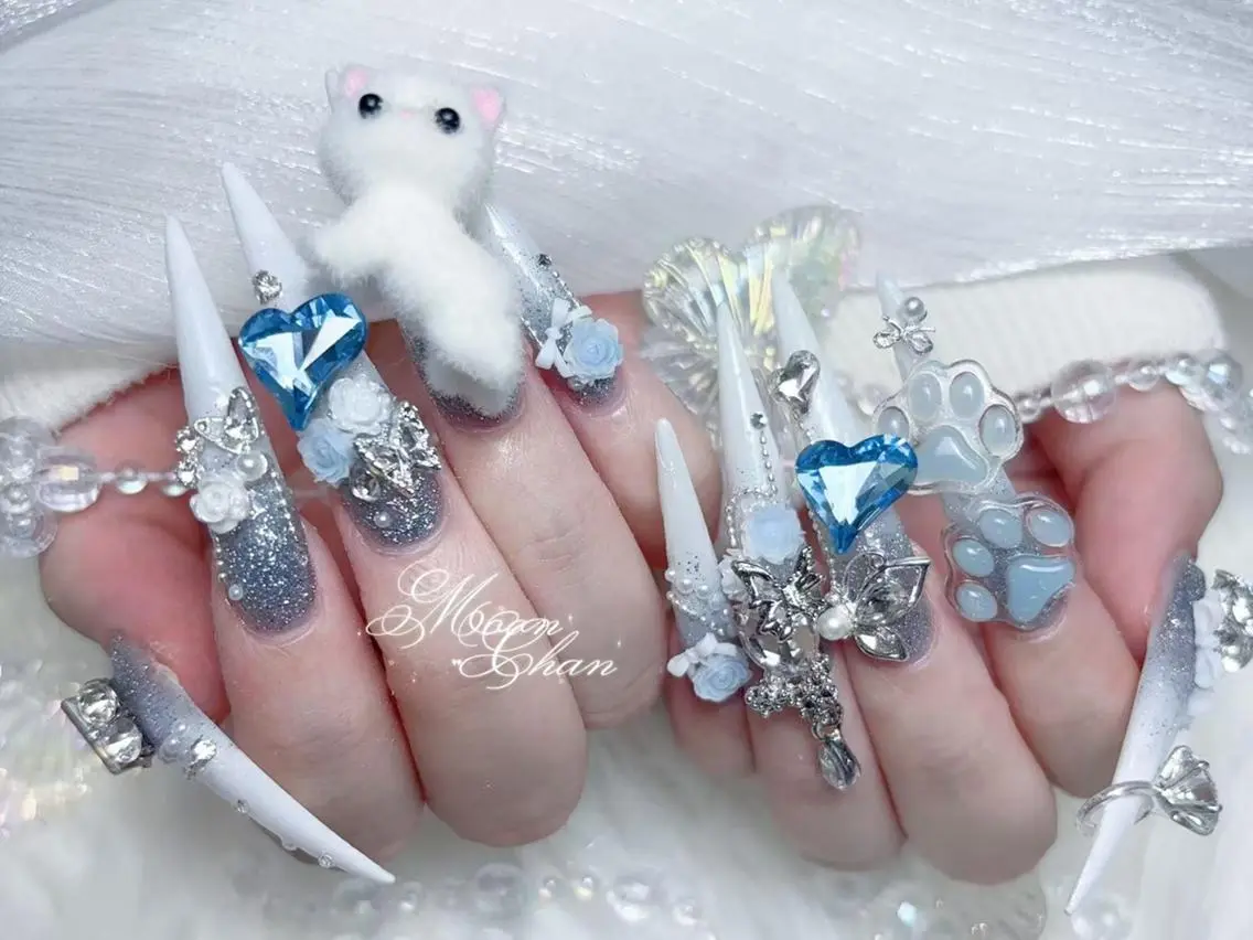 ネイル 成人式 ジェルネイル マグネットネイル 大理石ネイル(マーブル) 持ち込み ハンドネイル K.bi_nail ネイル長さ出し専門店のネイルデザイン
