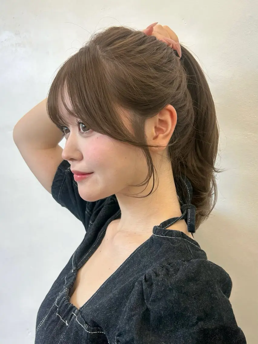 セミロング カラー ヘアアレンジ レイヤー/ボブ/透明 感カラー/佐藤奈由のヘアスタイル
