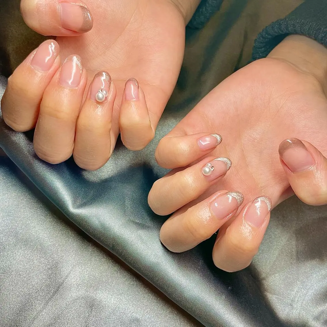 ミディアム カラー パーマ ヘアアレンジ メンズ キッズ ネイル マツエク・マツパ アイブロウ フレンチネイル マグネットネイル マグネットフレンチ el. by Aoのネイルデザイン