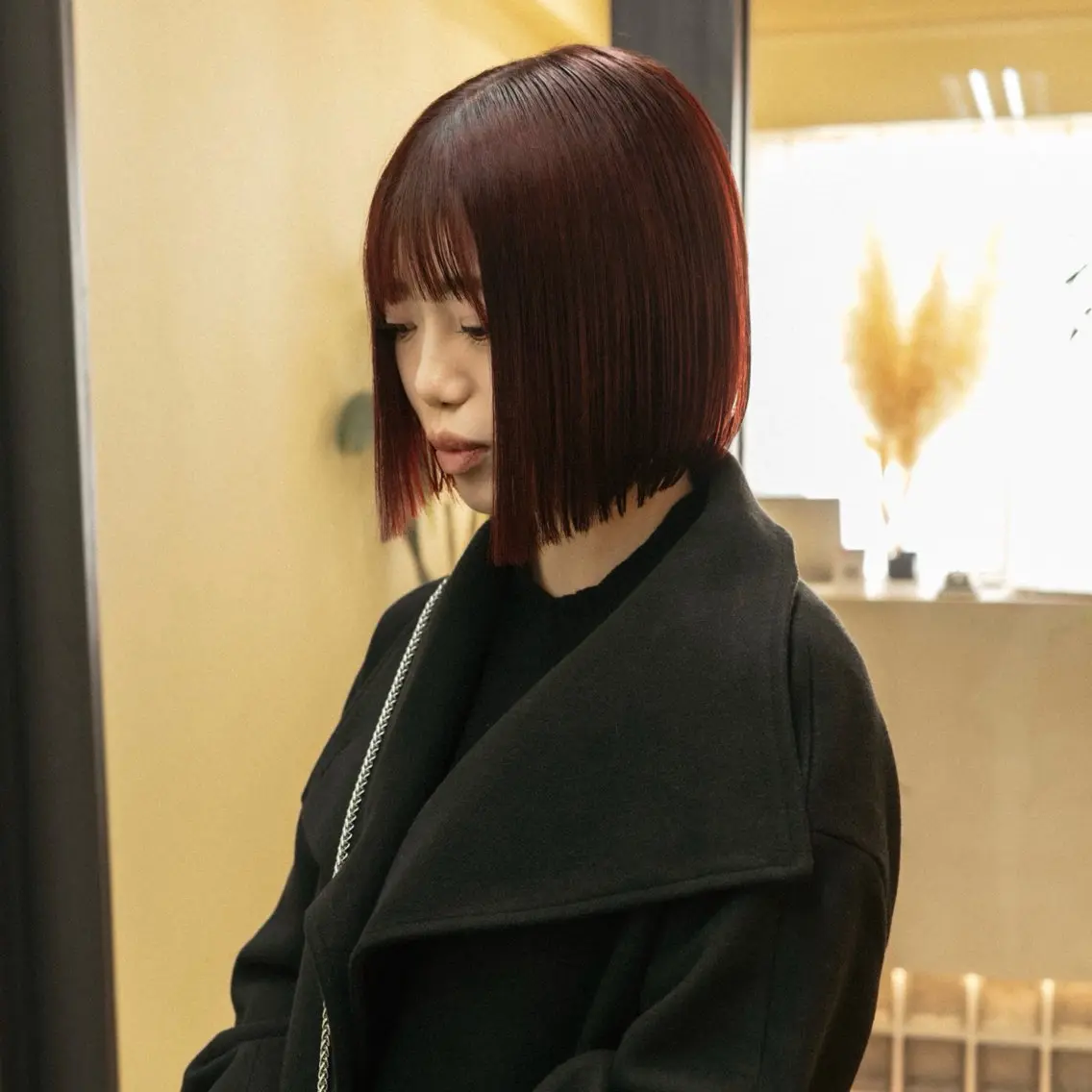 ミディアム 切りっぱなしボブ ボブ 似合わせカット 外ハネヘア ホンマル　モトキ /ボブ/暖色🍊のヘアスタイル