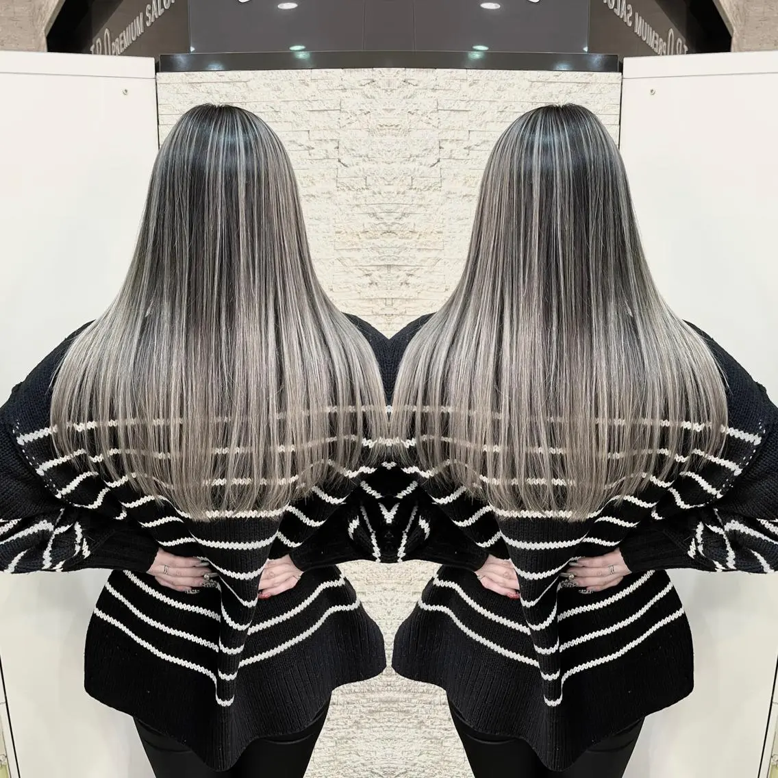セミロング カット ヘアカラー Y Uのヘアスタイル