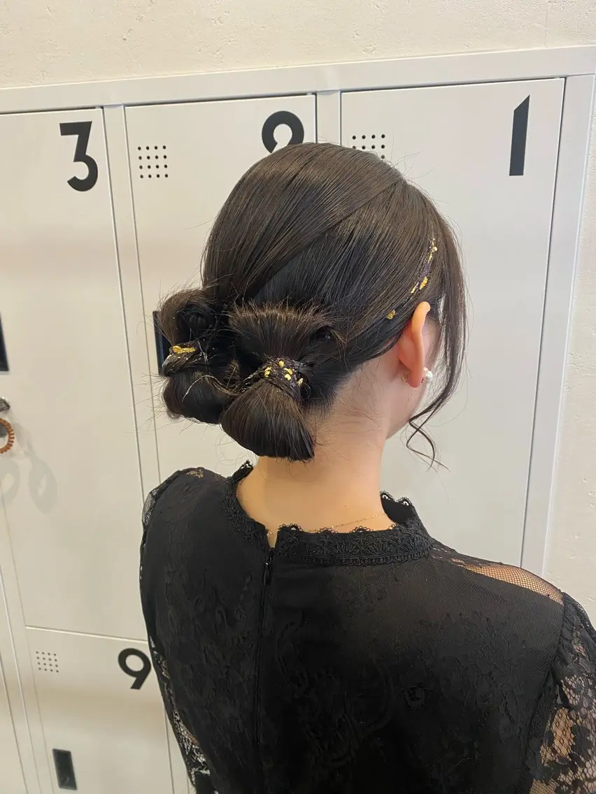 ミディアム ヘアアレンジ ヘアセット mo moのヘアスタイル