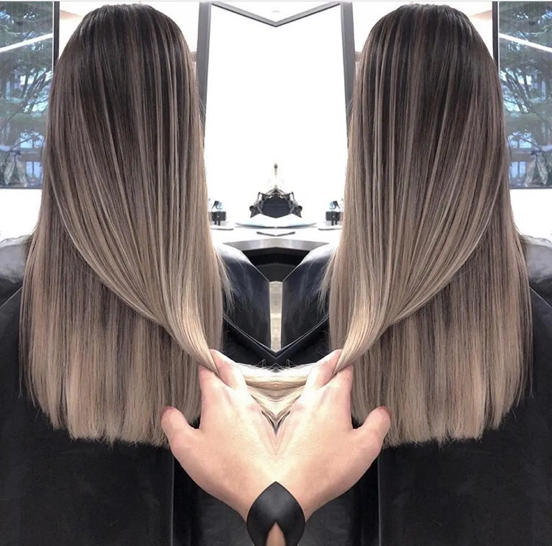 ロング カラー ササ キのヘアスタイル