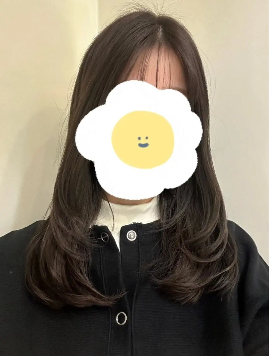セミロング パーマ カット パーマ 韓国っぽ透け感カラー マンツーマン🫧なおのヘアスタイル