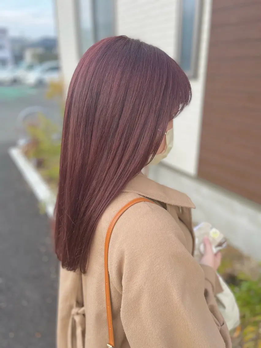 ロング カラー ブラウンカラー ピンクカラー ピンクブラウン ヘアカラー トリートメント 堀口 彩佳のヘアスタイル