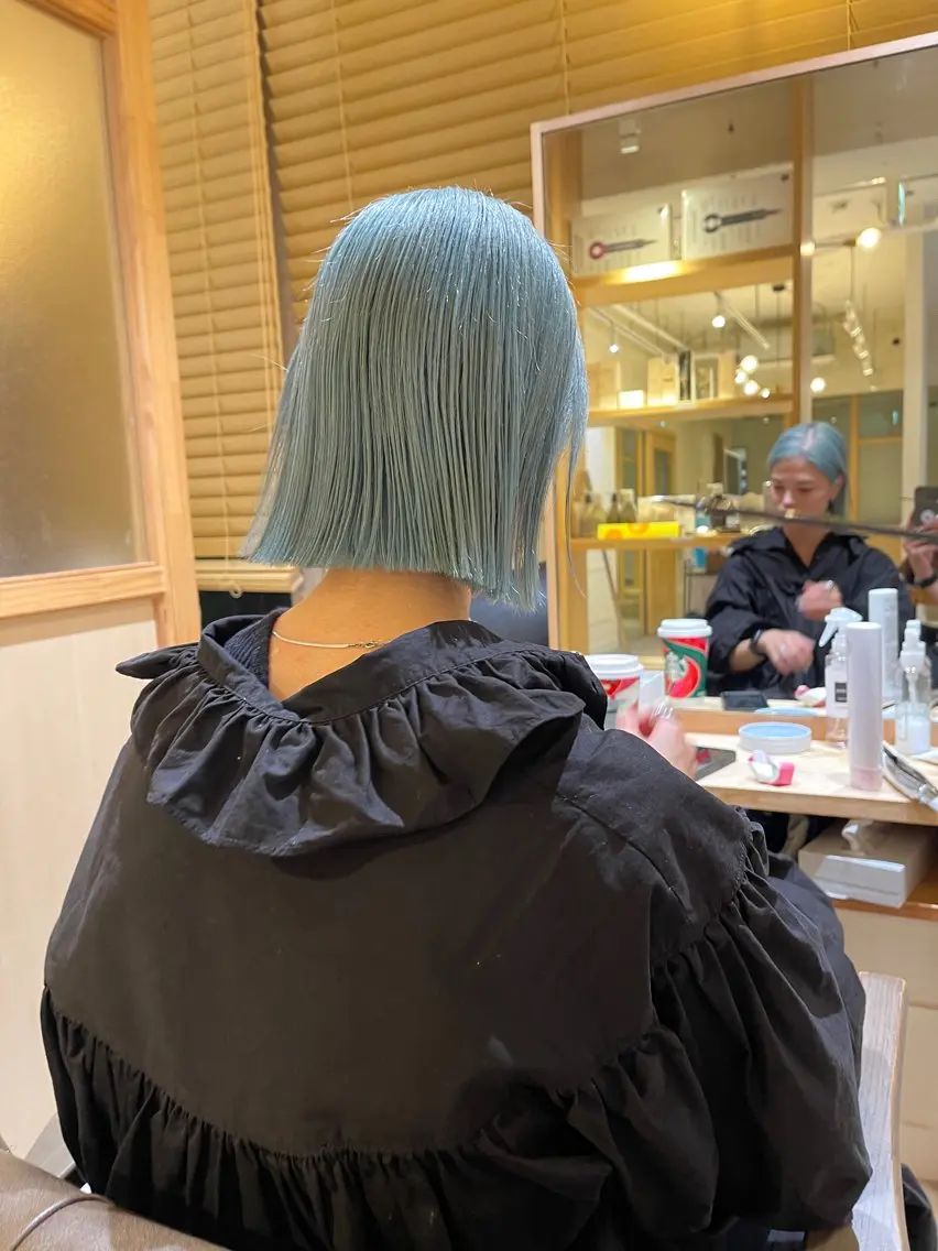 ミディアム カラー ブルーカラー ハイトーンカラー ミント ボブ カット ヘアカラー トリートメント “ミニモ最高評価獲得 “代表"Kohei"のヘアスタイル
