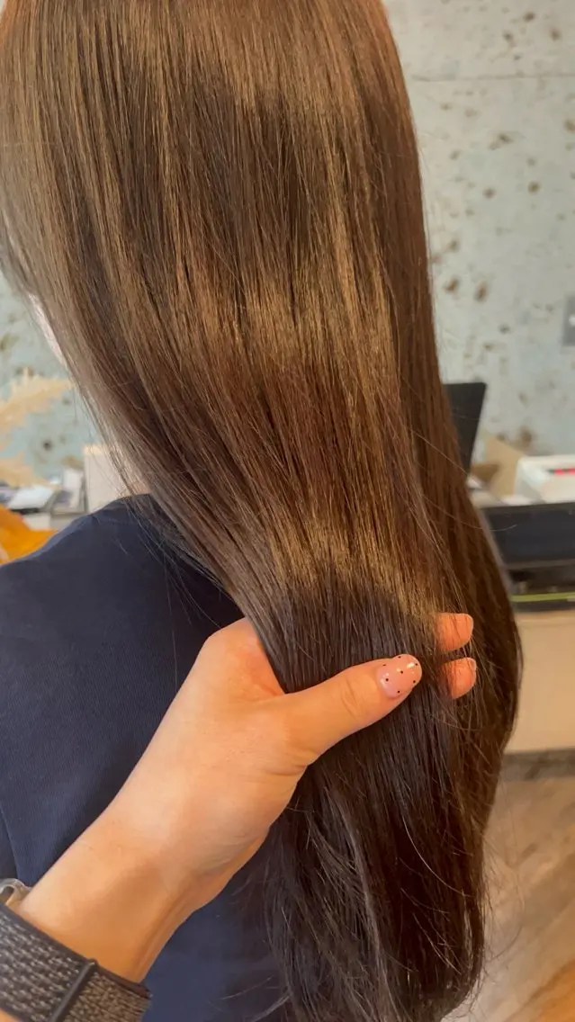 ロング カラー ブラウンカラー オリーブブラウン オレンジ かじももな|女性限定 パーマモデル募集!のヘアスタイル