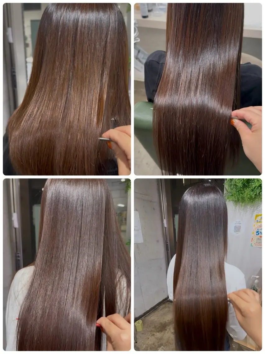 ミディアム カラー ミディアムパーマ 髪質改善 縮毛矯正 トリートメント 酸性ストレート ヘアカラー トリートメント 縮毛矯正/ /関内/あべももこのヘアスタイル