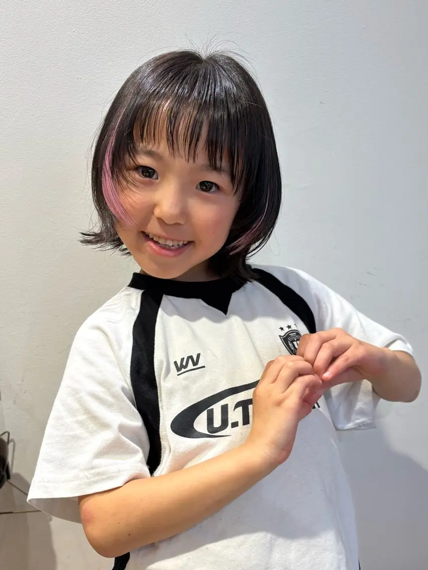 キッズ あやかショート 白髪ぼかしのヘアスタイル
