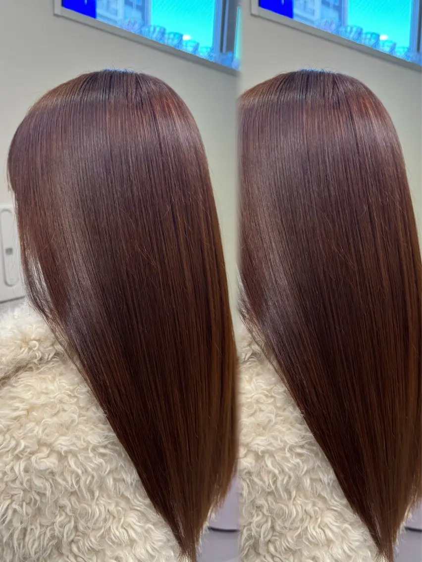 ロング カラー ブラウンカラー ピンクカラー ピンクブラウン カット ヘアカラー ozaki renaのヘアスタイル