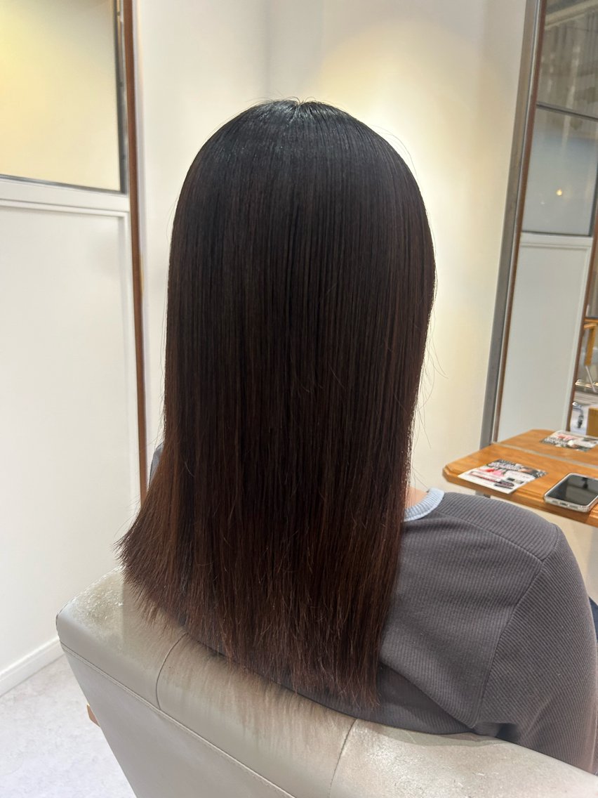 ロング 栄/海外風カラー/ ナチュラル縮毛のヘアスタイル