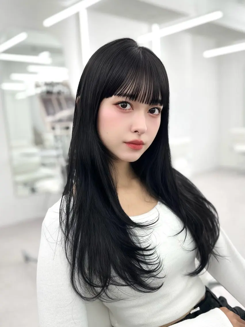 セミロング 韓国風ヘア レイヤーカット カット ヘアカラー トリートメント ヘッドスパ ヘアセット 前髪顔まわりカット 🌈中村海聖のヘアスタイル