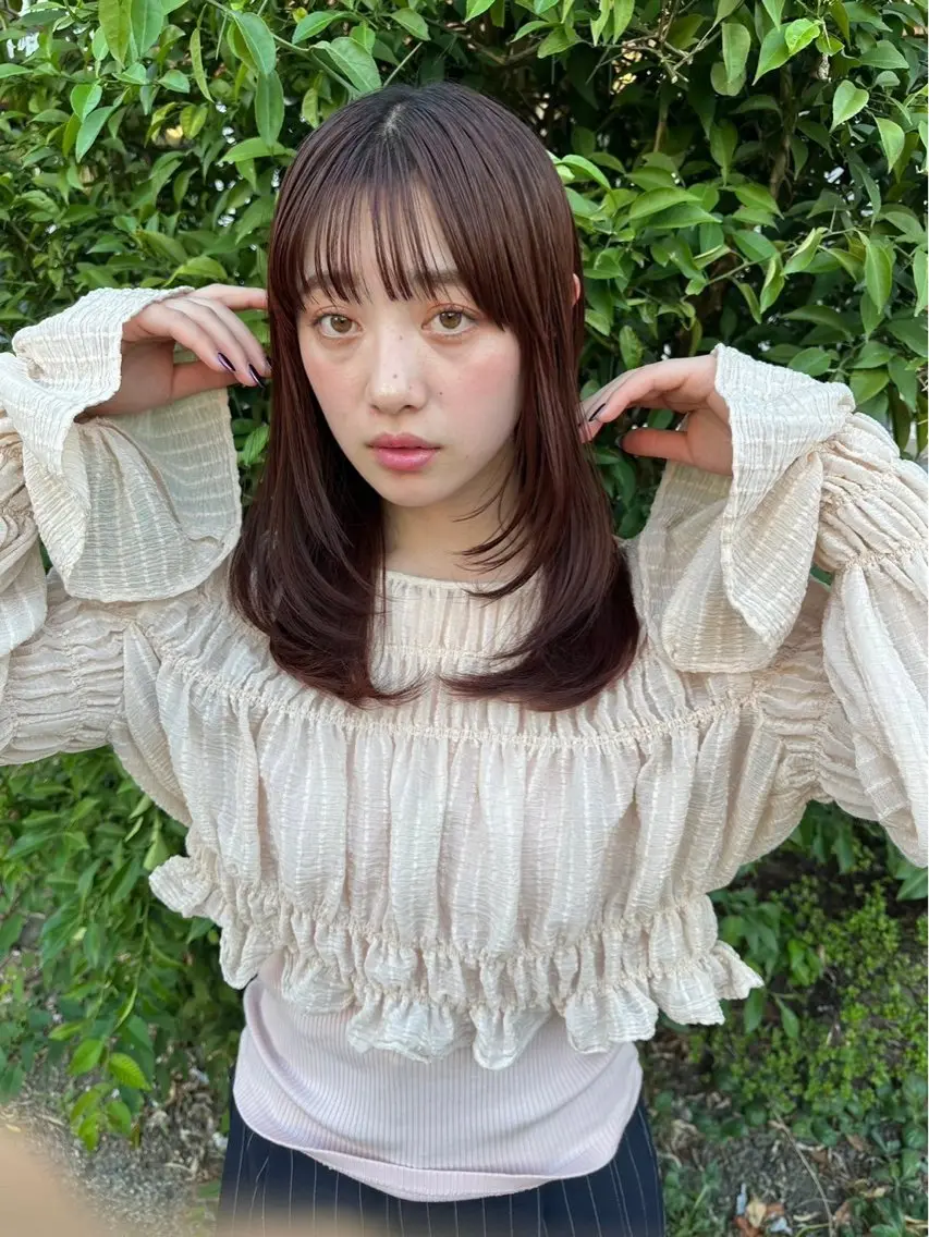 セミロング 艶カラー/フェイス レイヤー/たむのヘアスタイル