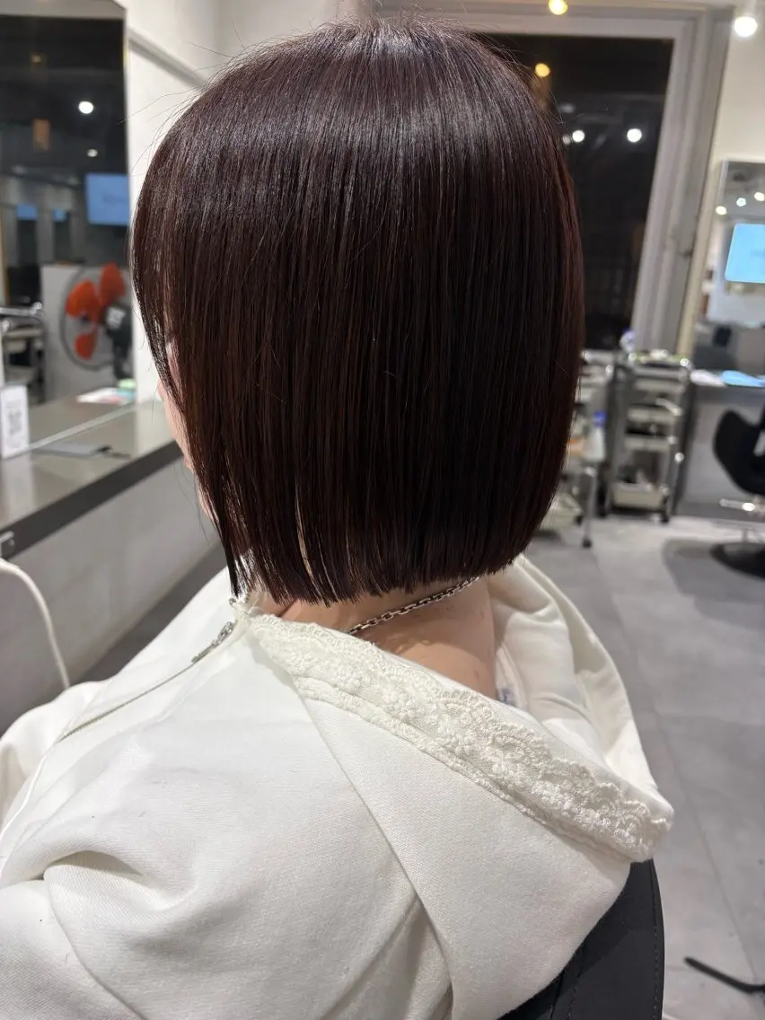 ミディアム カラー ヘアアレンジ ブラウンカラー 透明感カラー レッドカラー レッドブラウン ボブ カット ヘアカラー トリートメント 透明感カラー/顔周り カット🌸サクラ🌸のヘアスタイル