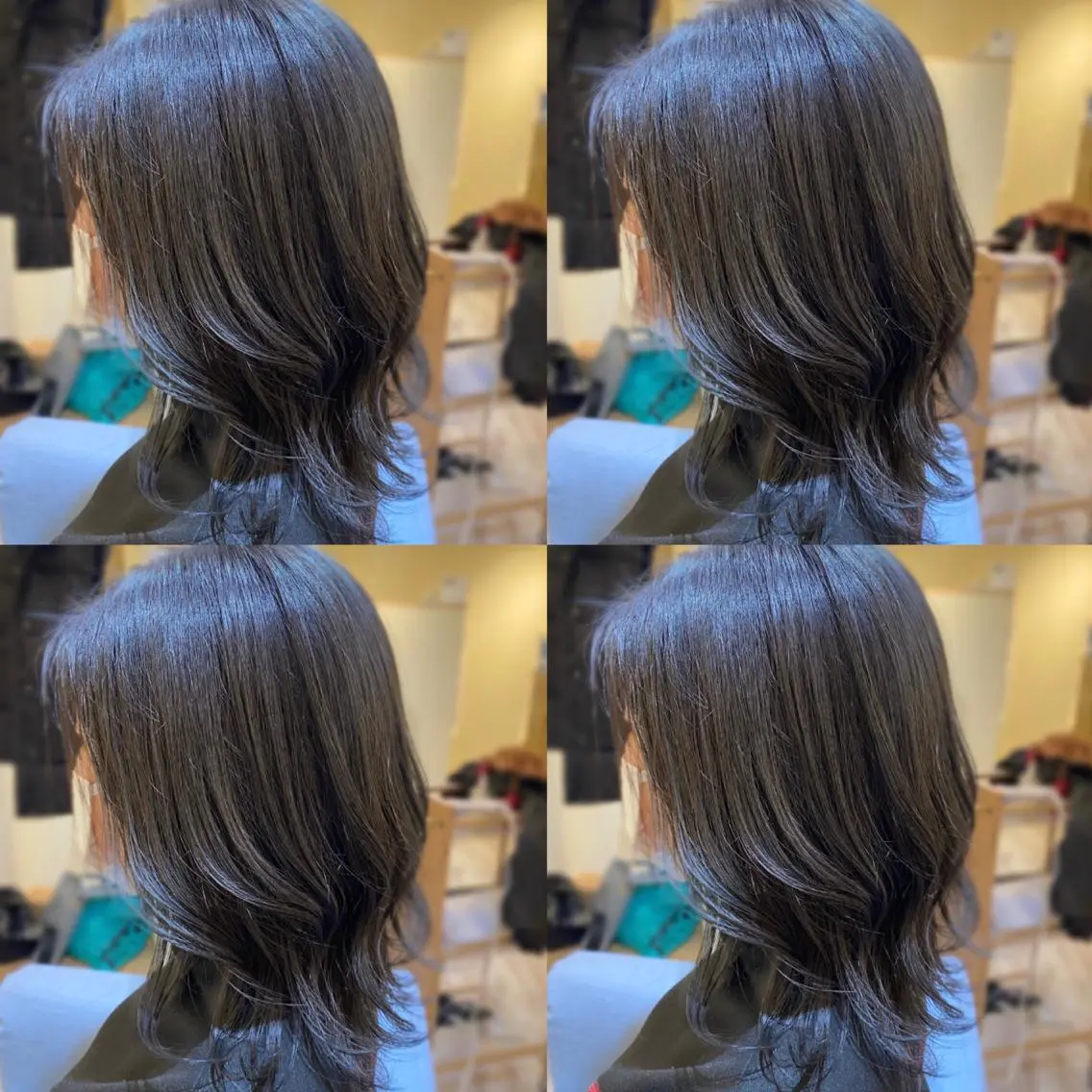 ミディアム カラー 金島 青のヘアスタイル