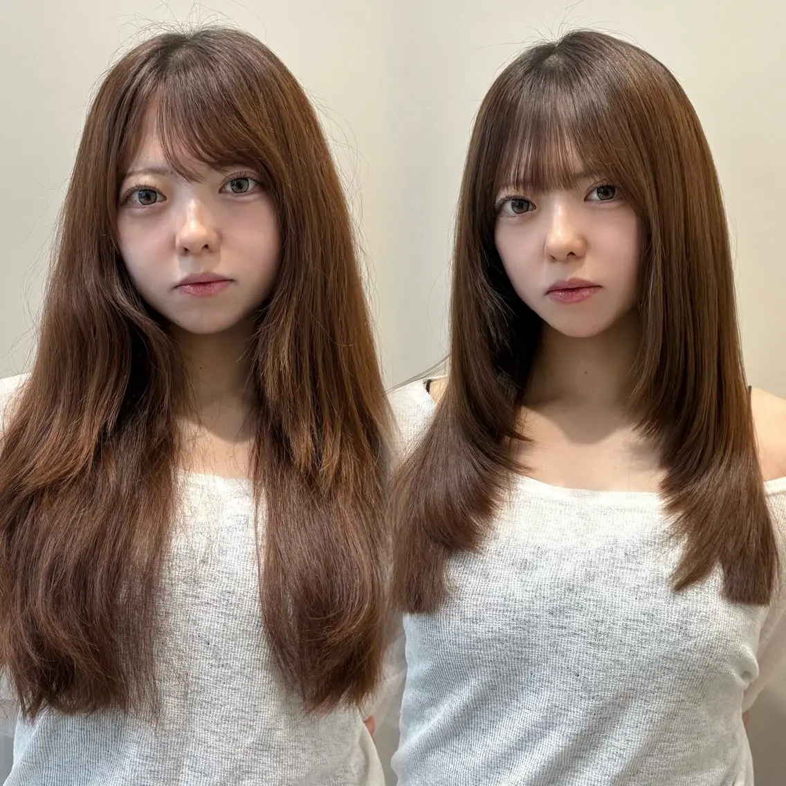 ロング カラー カット 縮毛矯正 トリートメント 新宿/レイヤーカット 髪質改善/小顔見せのヘアスタイル