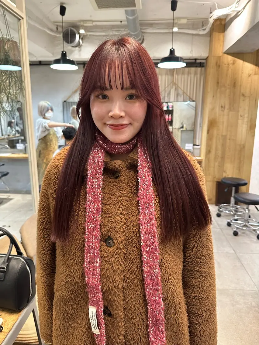 ロング カラー ブリーチ ハイトーンカラー ブリーチなしカラー レッドカラー ボブ ヘアカラー トリートメント REINA☁️透明感 カラー/ぷつっと♡のヘアスタイル