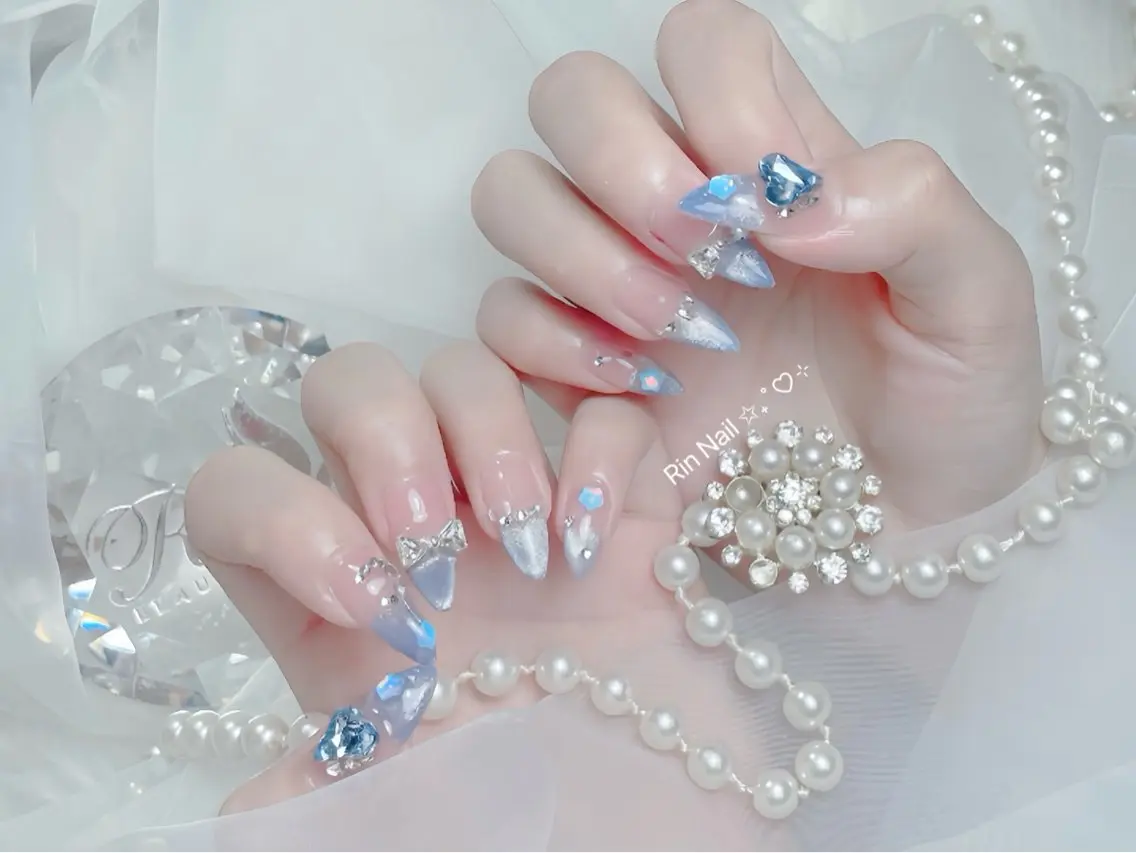 ネイル アニマル柄 べっ甲ネイル ブルー ボルドー ブラウン ハンドネイル Rin Nail 新大久保店のネイルデザイン