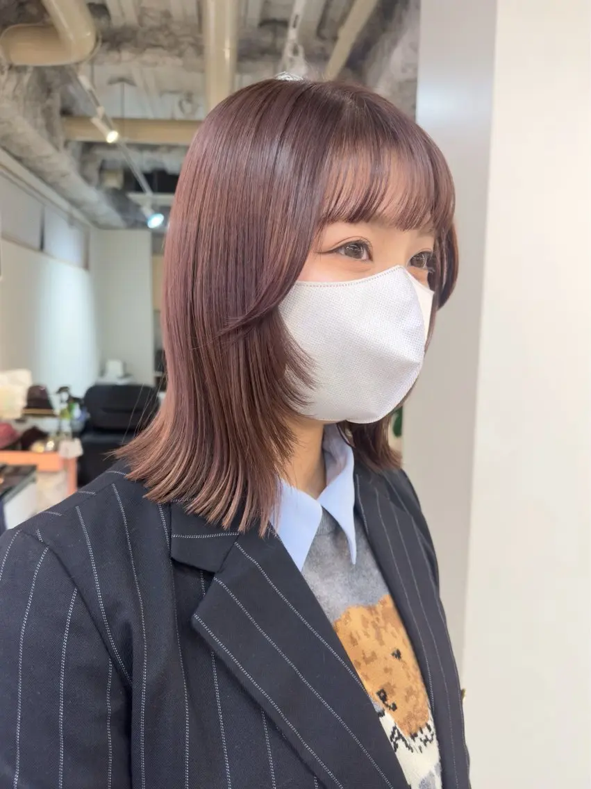 ミディアム カラー 顔周りカット カット ヘアカラー レイヤー/顔周り /いいぬまみかのヘアスタイル