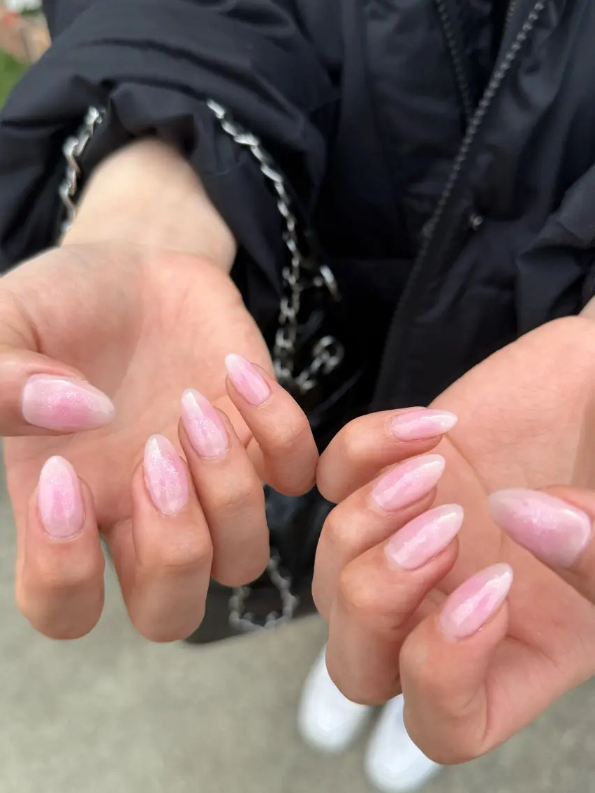 ネイル チークネイル ジェルネイル オフィスネイル パラジェル ピンク nailroom amyのネイルデザイン